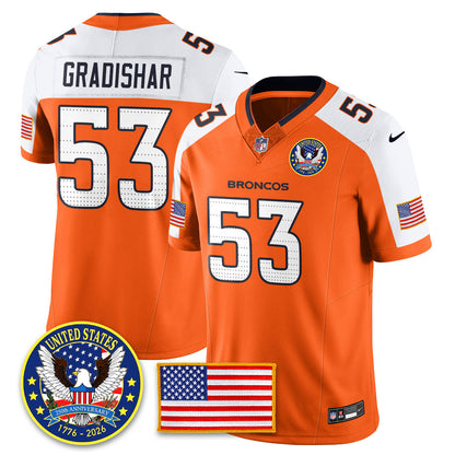 Denver Broncos "United States 250th Anniversary Patch" Vapor Limited Jersey - All Stitched