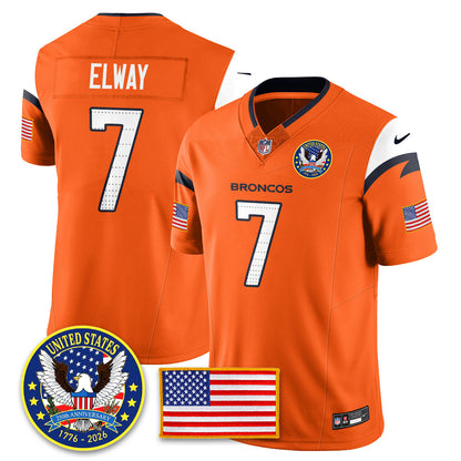 Denver Broncos "United States 250th Anniversary Patch" Vapor Limited Jersey - All Stitched