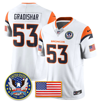 Denver Broncos "United States 250th Anniversary Patch" Vapor Limited Jersey - All Stitched