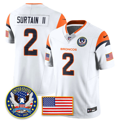 Denver Broncos "United States 250th Anniversary Patch" Vapor Limited Jersey - All Stitched