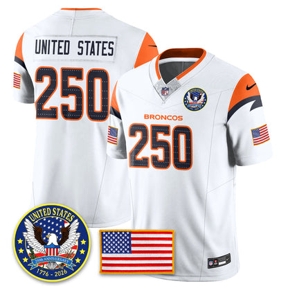 Denver Broncos "United States 250th Anniversary Patch" Vapor Limited Jersey - All Stitched