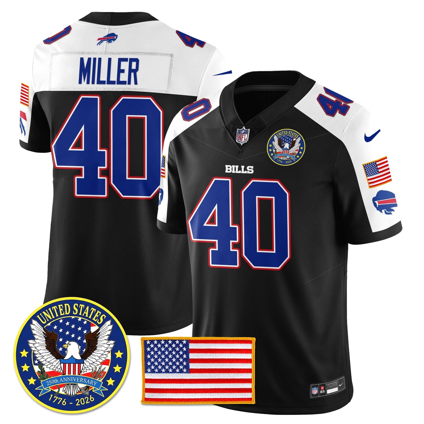 BUF "United States 250th Anniversary Patch" Vapor Limited Jersey - All Stitched