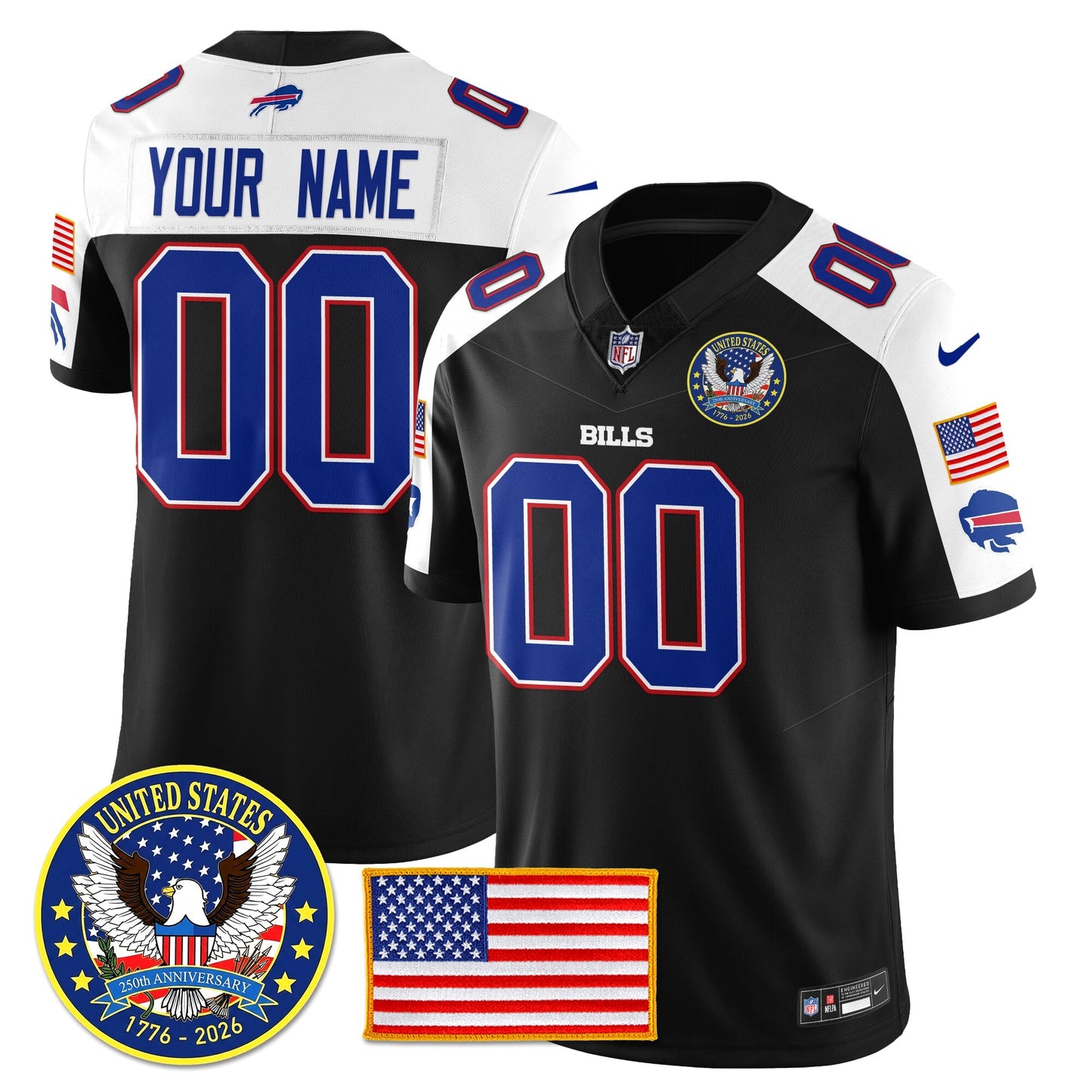 Custom BUF "United States 250th Anniversary Patch" Vapor Limited Jersey - All Stitched