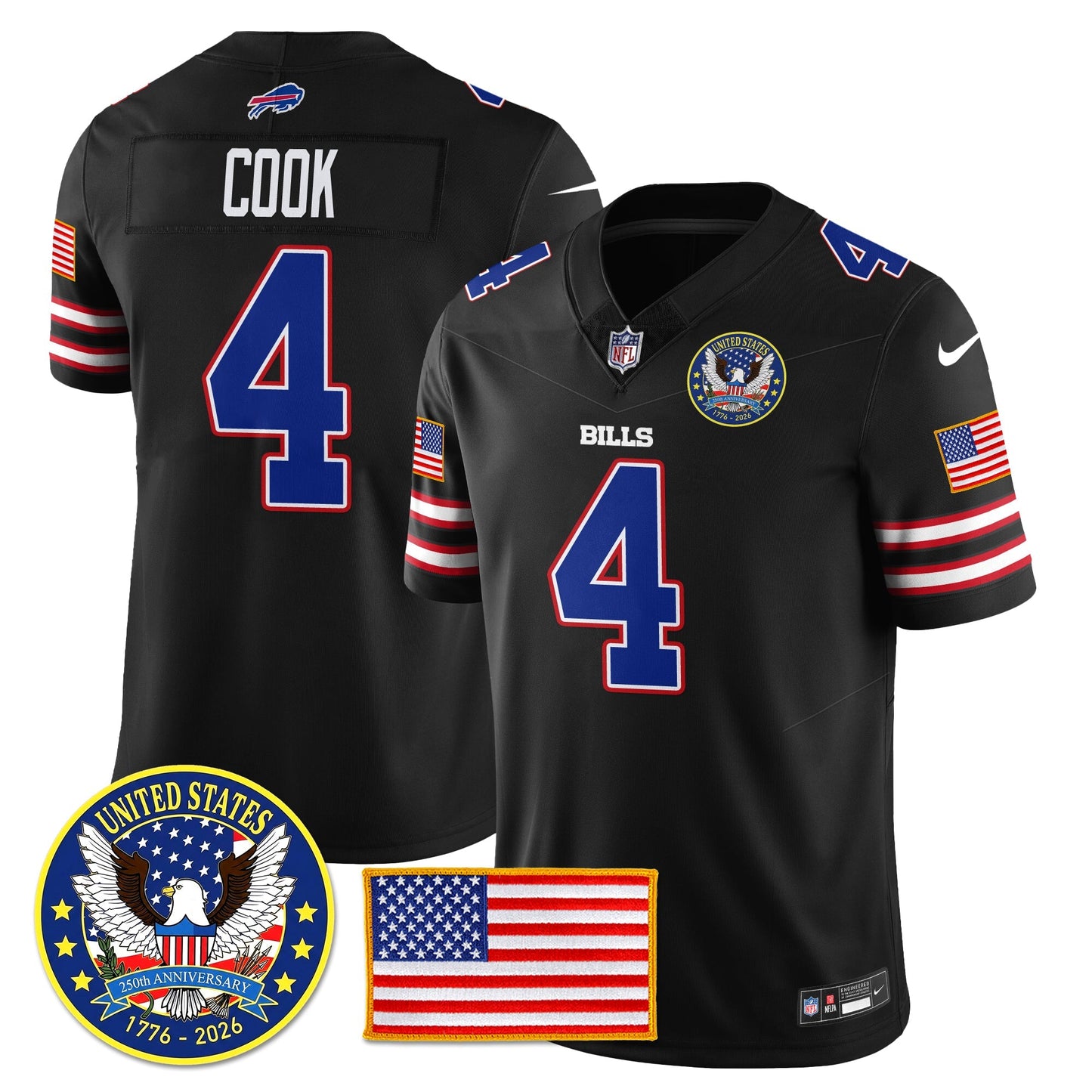 BUF "United States 250th Anniversary Patch" Vapor Limited Jersey - All Stitched