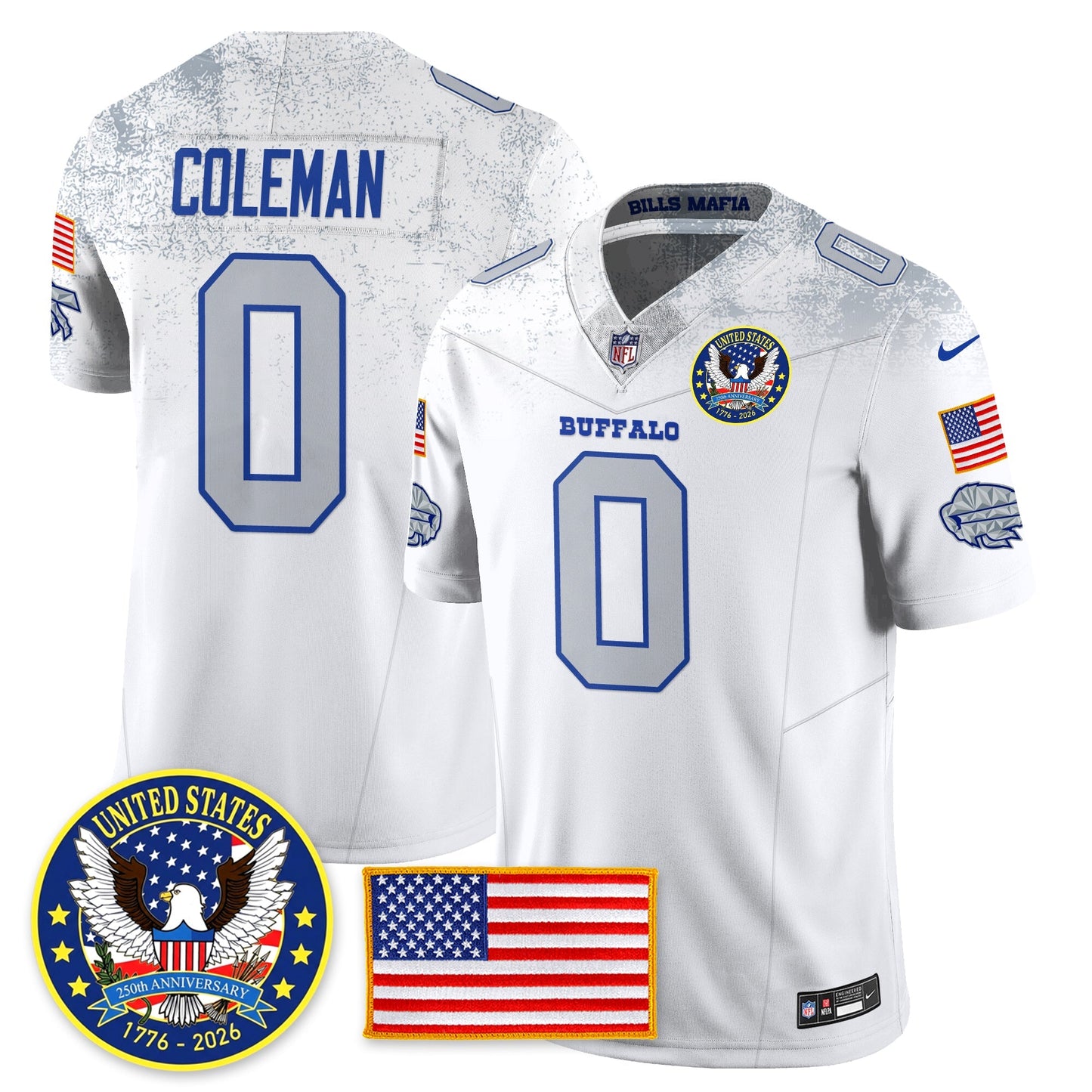 BUF "United States 250th Anniversary Patch" Vapor Limited Jersey - All Stitched