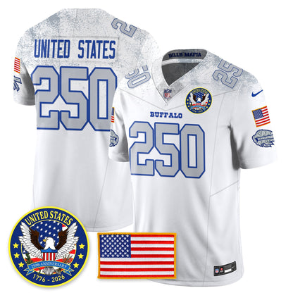 BUF "United States 250th Anniversary Patch" Vapor Limited Jersey - All Stitched