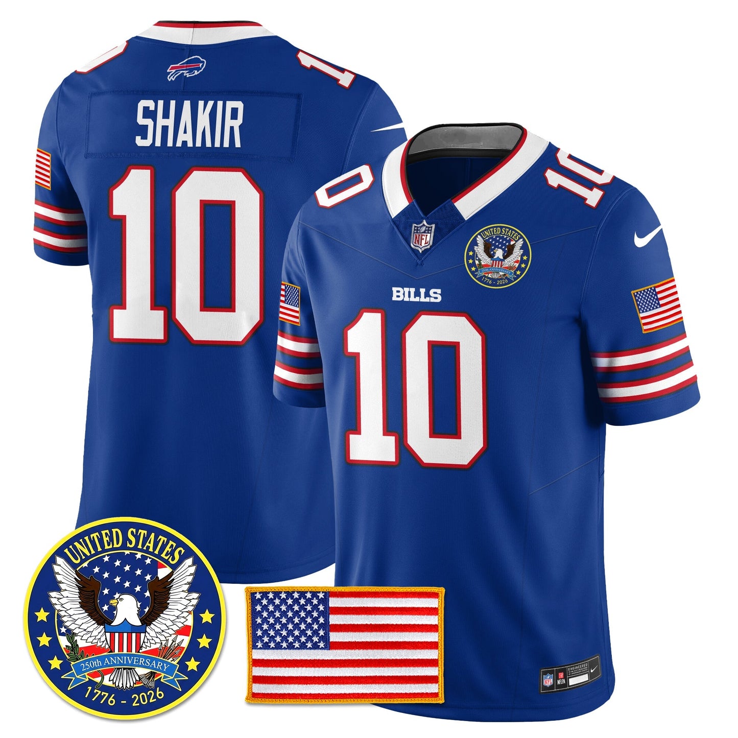 BUF "United States 250th Anniversary Patch" Vapor Limited Jersey - All Stitched
