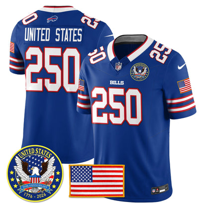 BUF "United States 250th Anniversary Patch" Vapor Limited Jersey - All Stitched