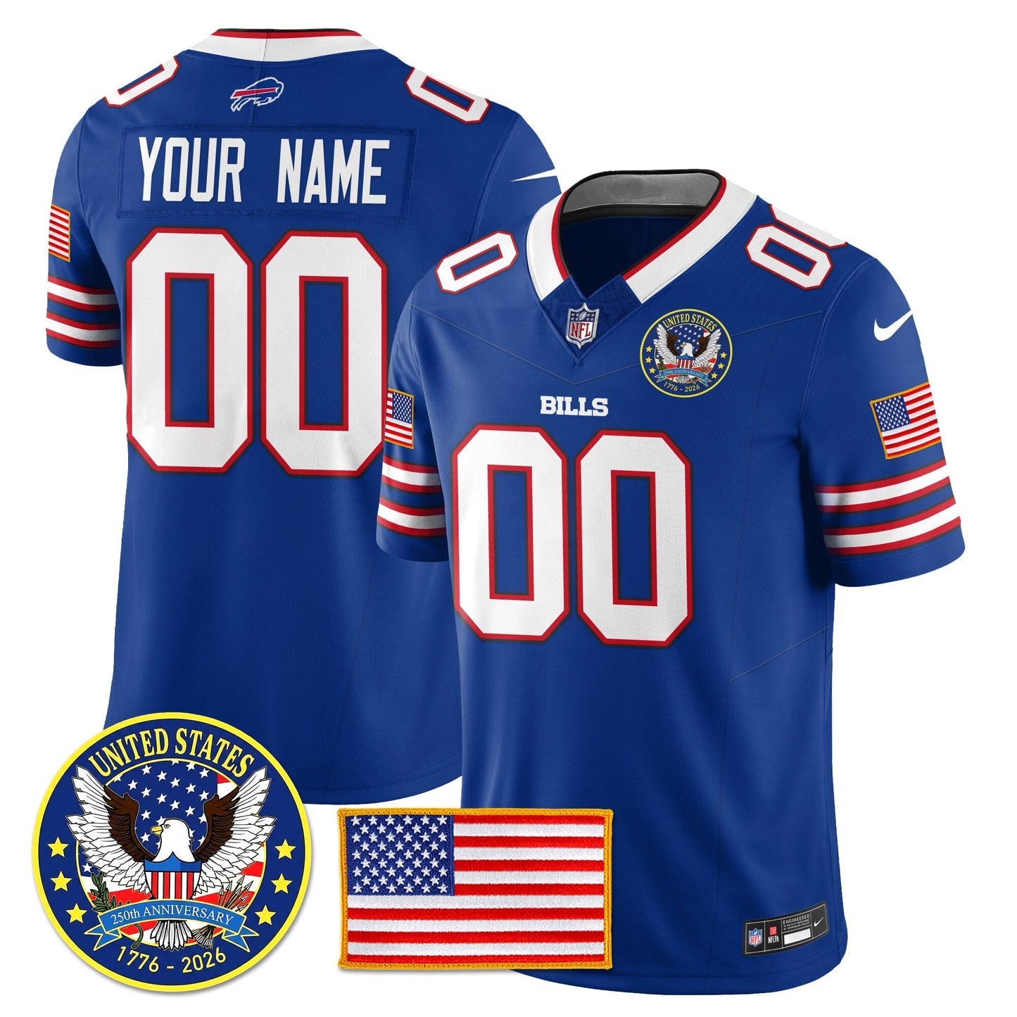 BUF "United States 250th Anniversary Patch" Vapor Limited Jersey - All Stitched