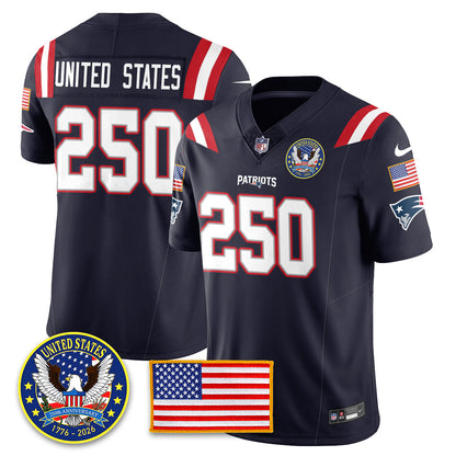NE "United States 250th Anniversary Patch" Vapor Limited Jersey - All Stitched