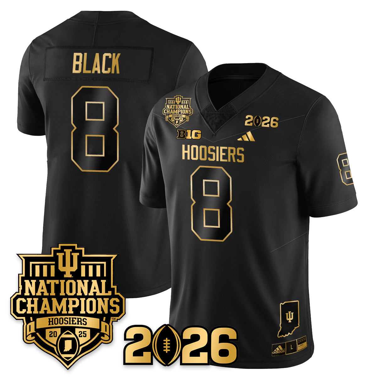 Indiana H Vapor Limited Football Gold Jersey - 2025 National Champions - All Stitched