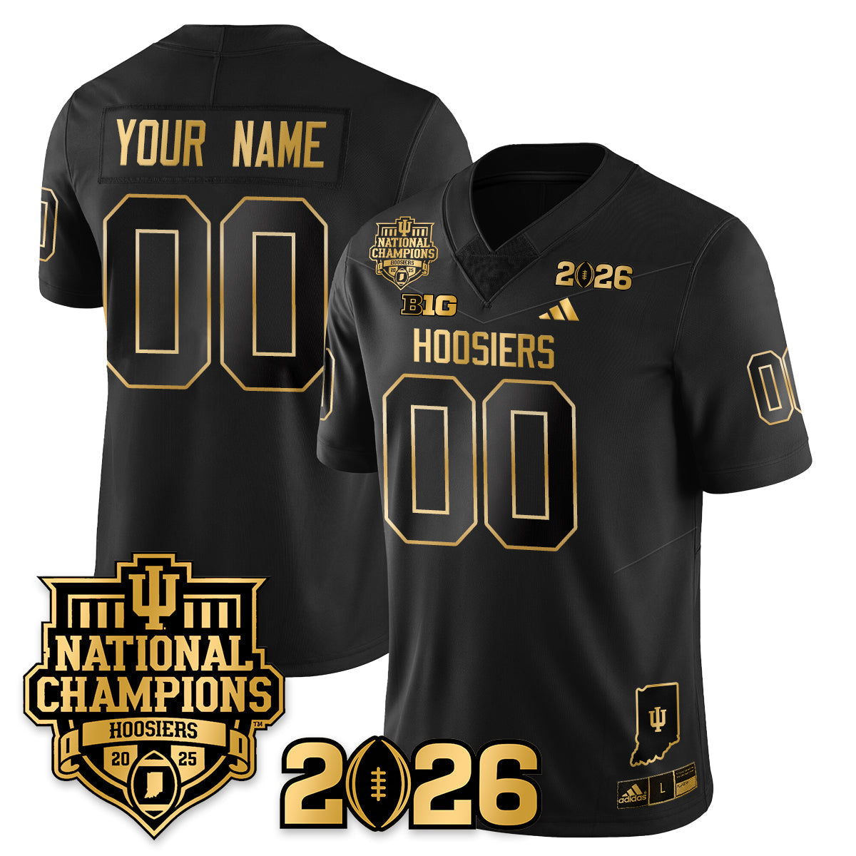 Indiana H Vapor Limited Football Gold Custom Jersey - 2025 National Champions - All Stitched