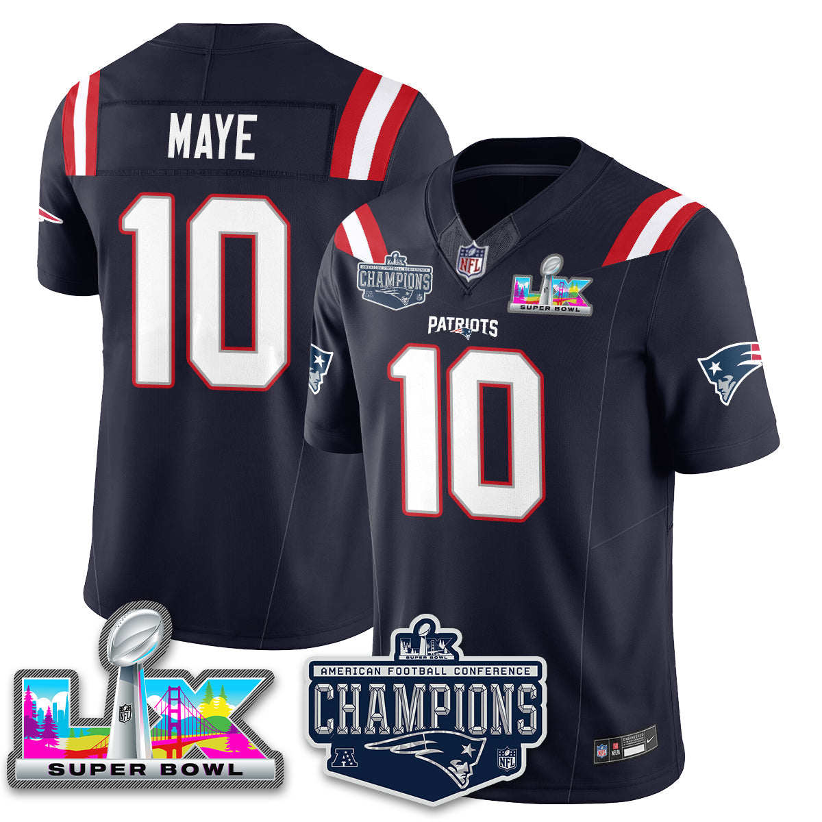 NE 2025 AFC Champions Vapor Limited Jersey - All Stitched