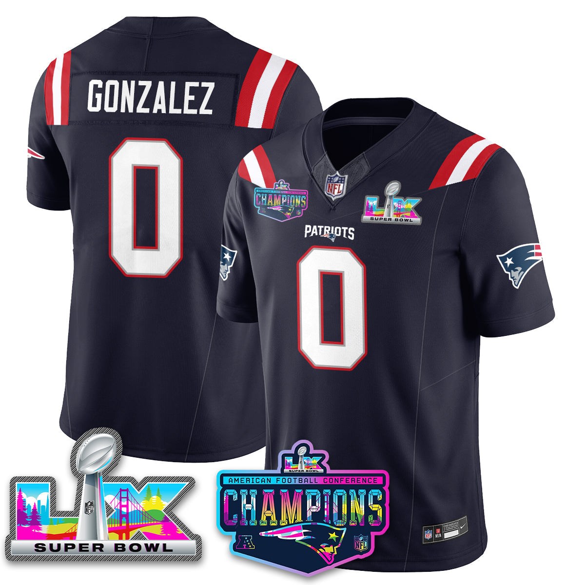 NE 2025 Vapor Jersey - AFC Champions Limited Patch - All Stitched