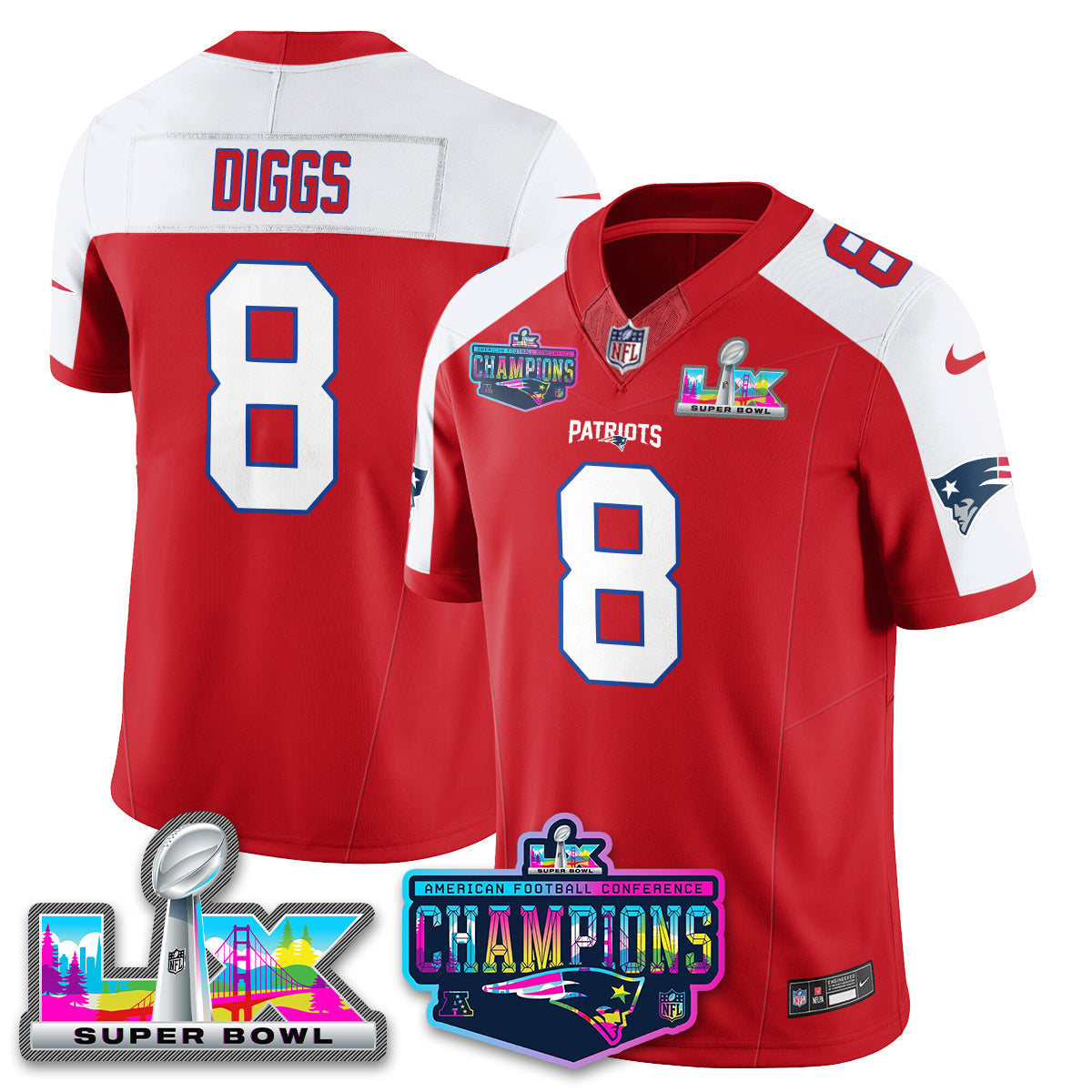 NE 2025 Vapor Jersey - AFC Champions Limited Patch - All Stitched