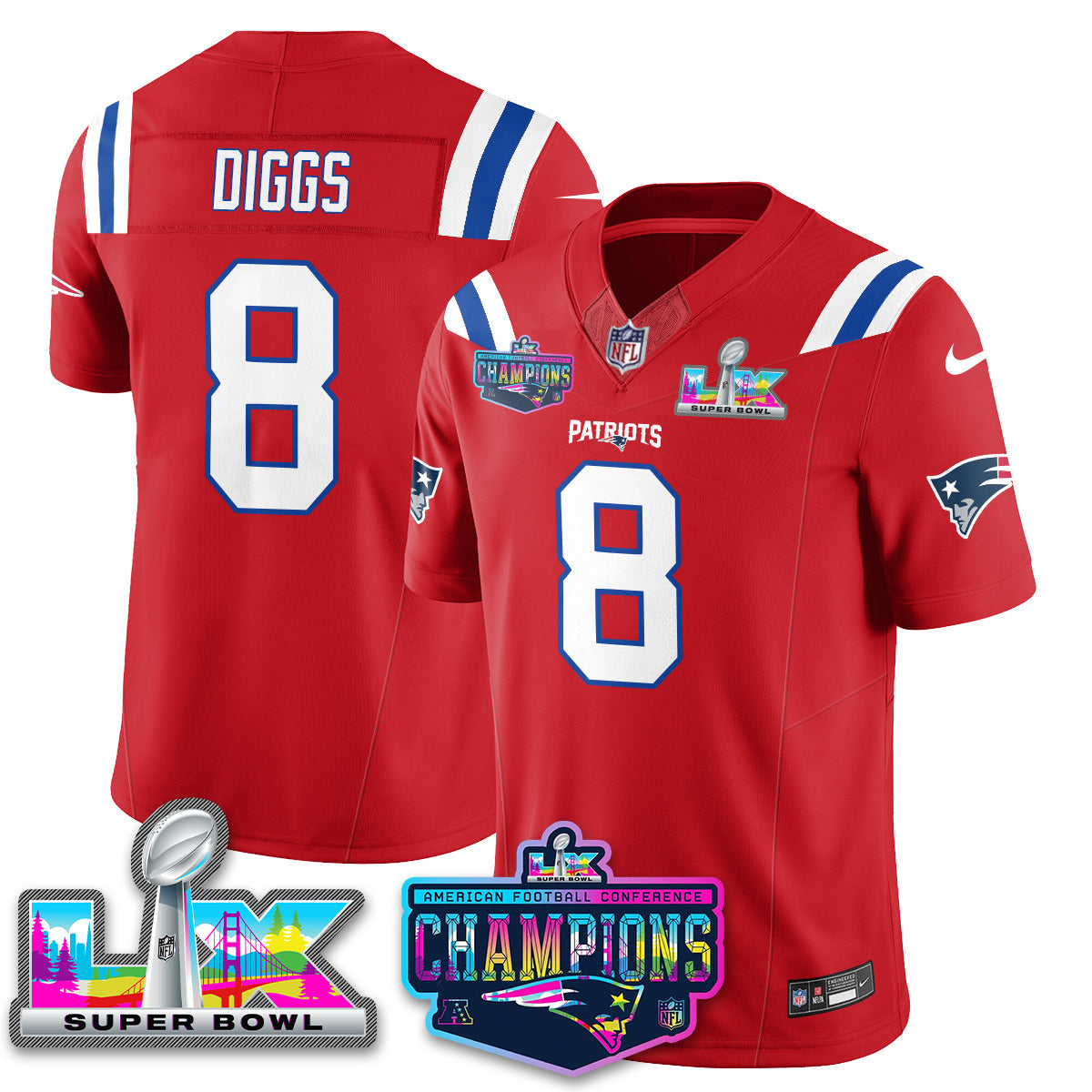 NE 2025 Vapor Jersey - AFC Champions Limited Patch - All Stitched