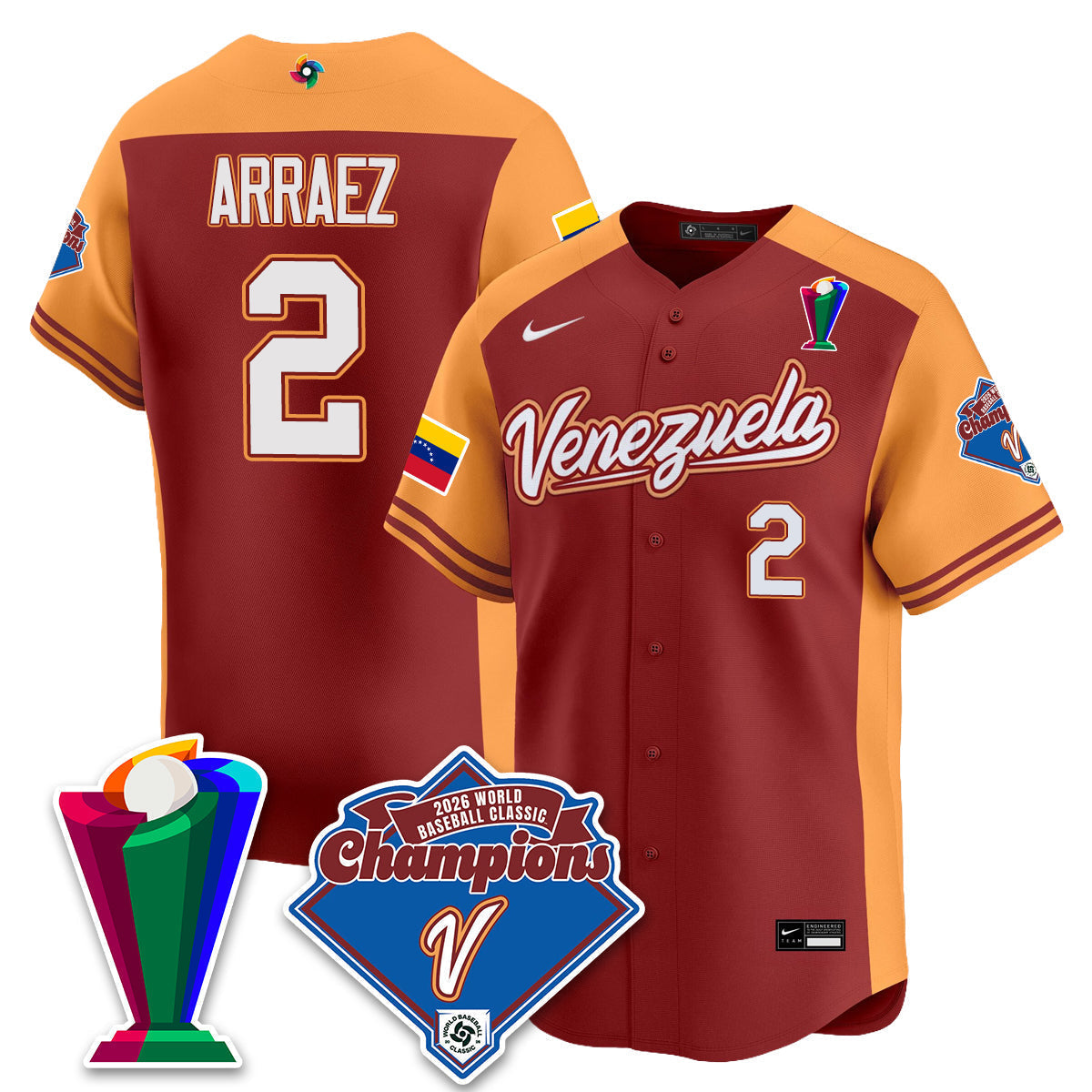 Venezuela Baseball 2026 World Baseball Classic Champions Limited Jersey - Stitched-NQD