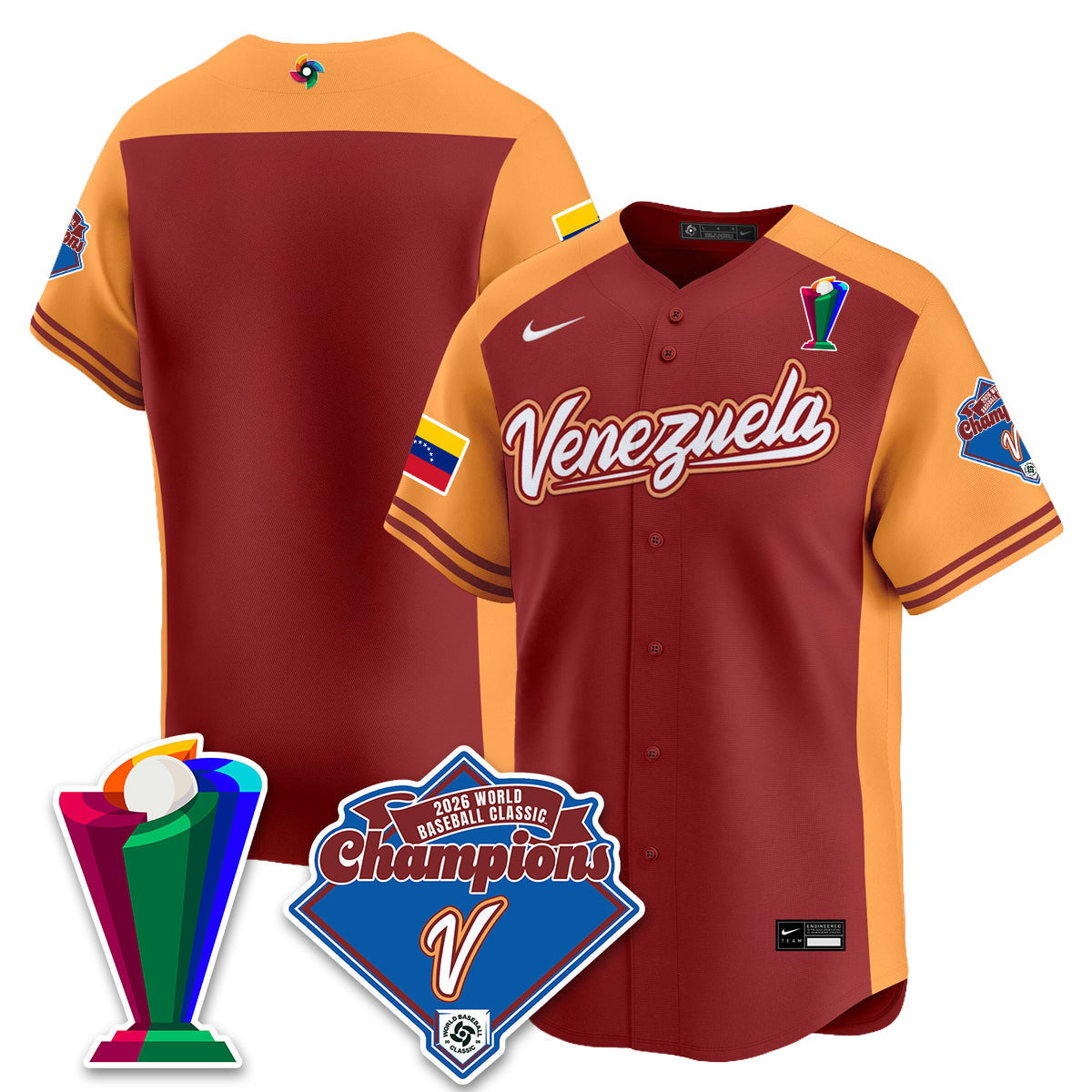 Venezuela Baseball 2026 World Baseball Classic Champions Limited Jersey - Stitched-NQD