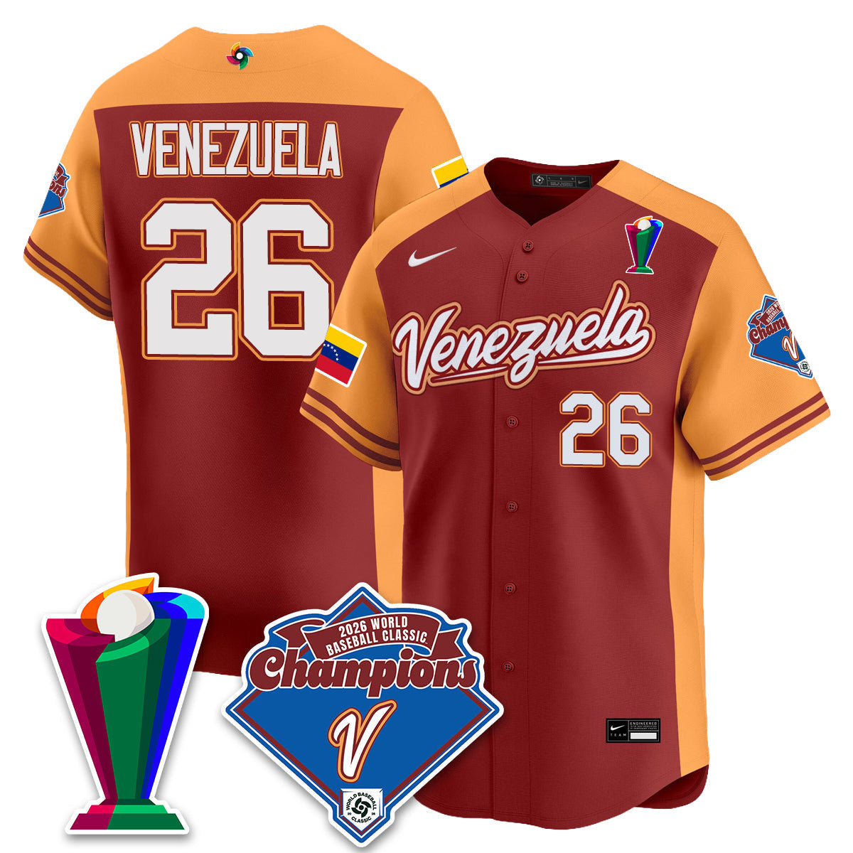 Venezuela Baseball 2026 World Baseball Classic Champions Limited Jersey - Stitched-NQD