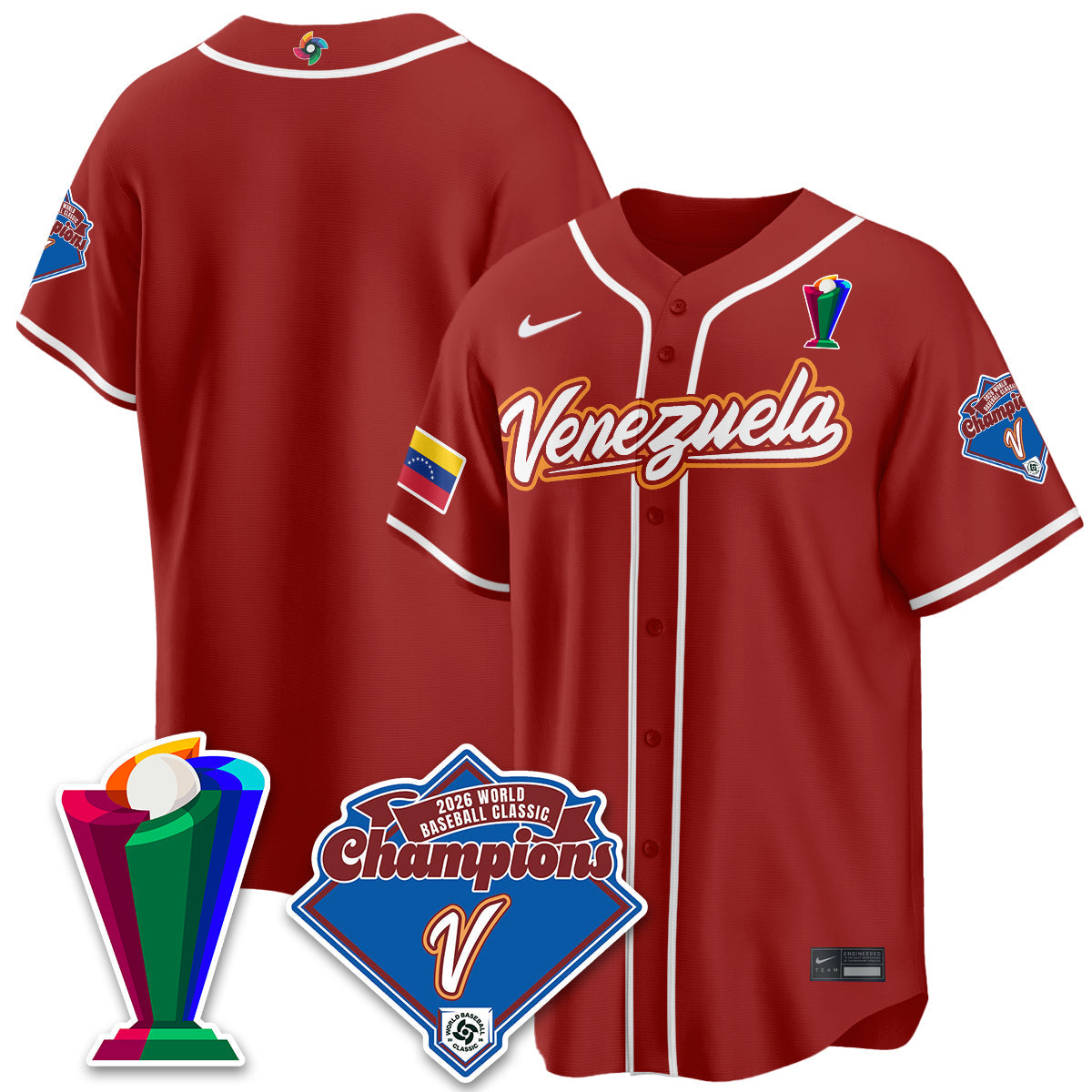 Venezuela Baseball 2026 World Baseball Classic Champions Limited Jersey - Stitched-NQD