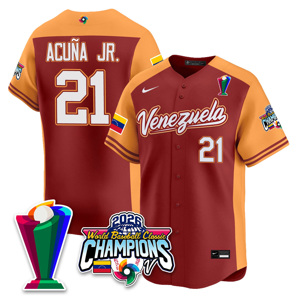 Venezuela Baseball 2026 World Baseball Classic Champions Limited Jersey V2 - Stitched-NQD