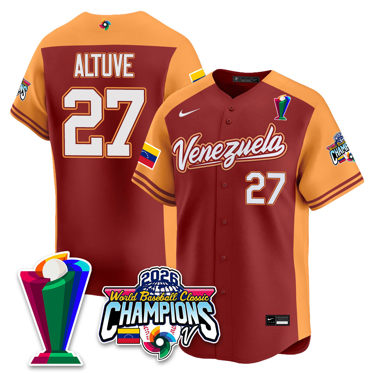 Venezuela Baseball 2026 World Baseball Classic Champions Limited Jersey V2 - Stitched-NQD