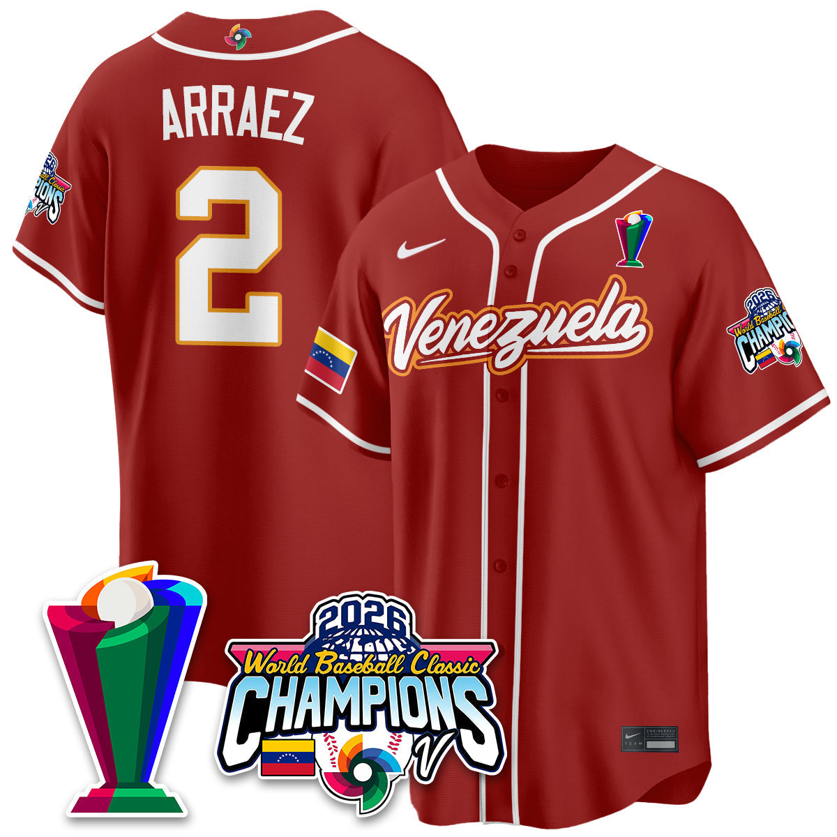 Venezuela Baseball 2026 World Baseball Classic Champions Limited Jersey V2 - Stitched-NQD