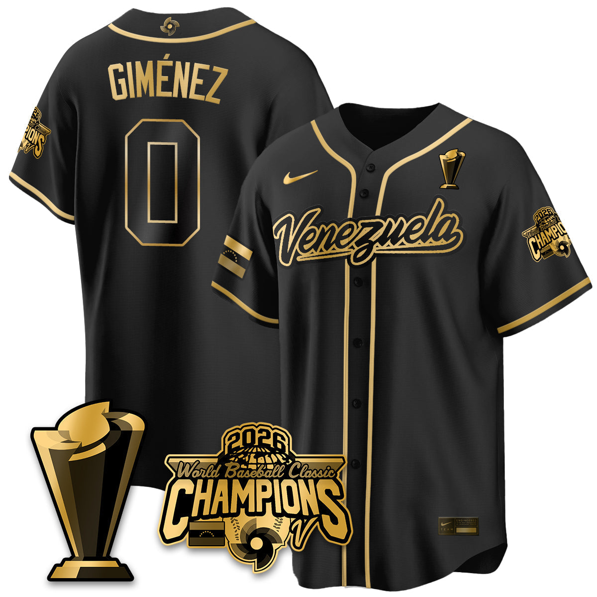 Venezuela Baseball 2026 World Baseball Classic Champions Limited Jersey V2 - Stitched-NQD