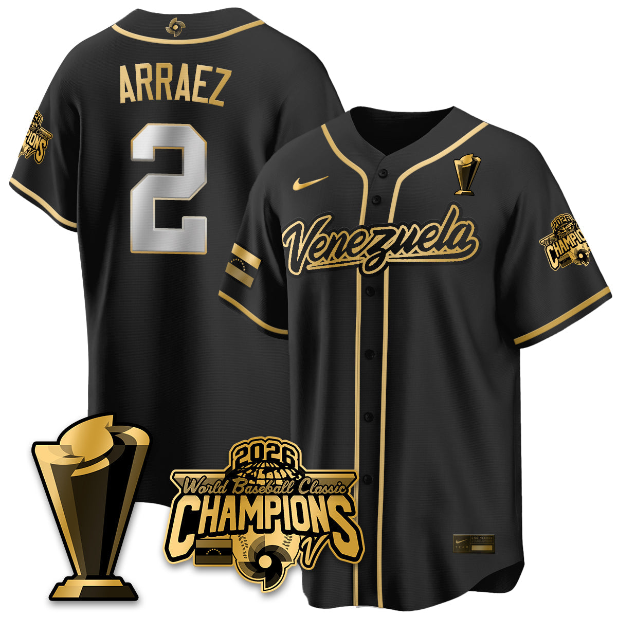 Venezuela Baseball 2026 World Baseball Classic Champions Limited Jersey V2 - Stitched-NQD