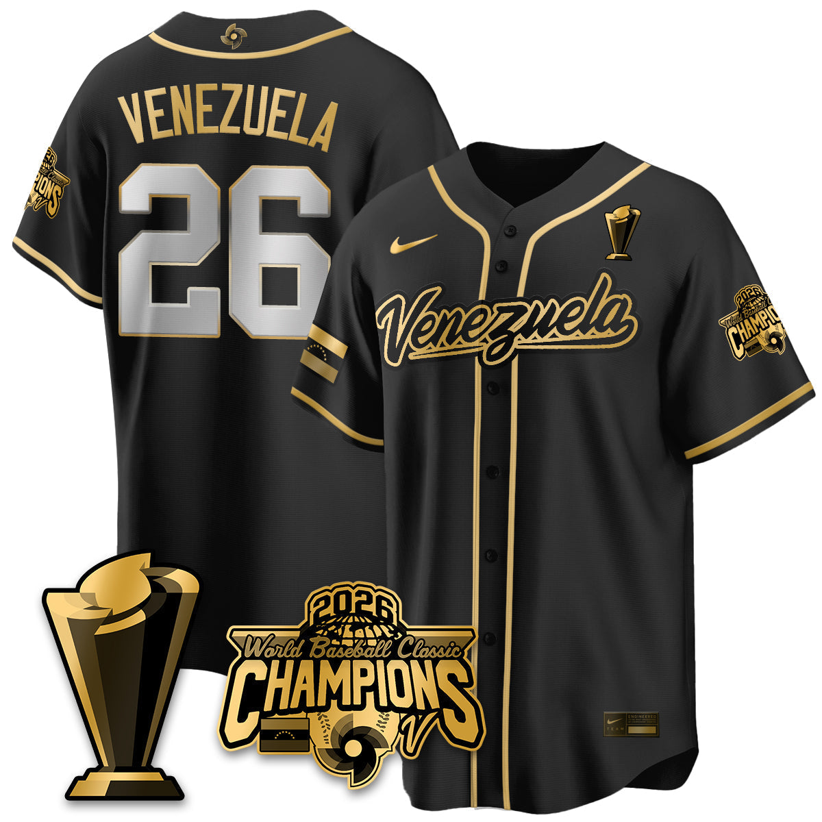 Venezuela Baseball 2026 World Baseball Classic Champions Limited Jersey V2 - Stitched-NQD