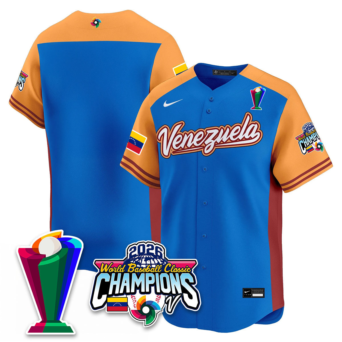 Venezuela Baseball 2026 World Baseball Classic Champions Limited Jersey V2 - Stitched-NQD