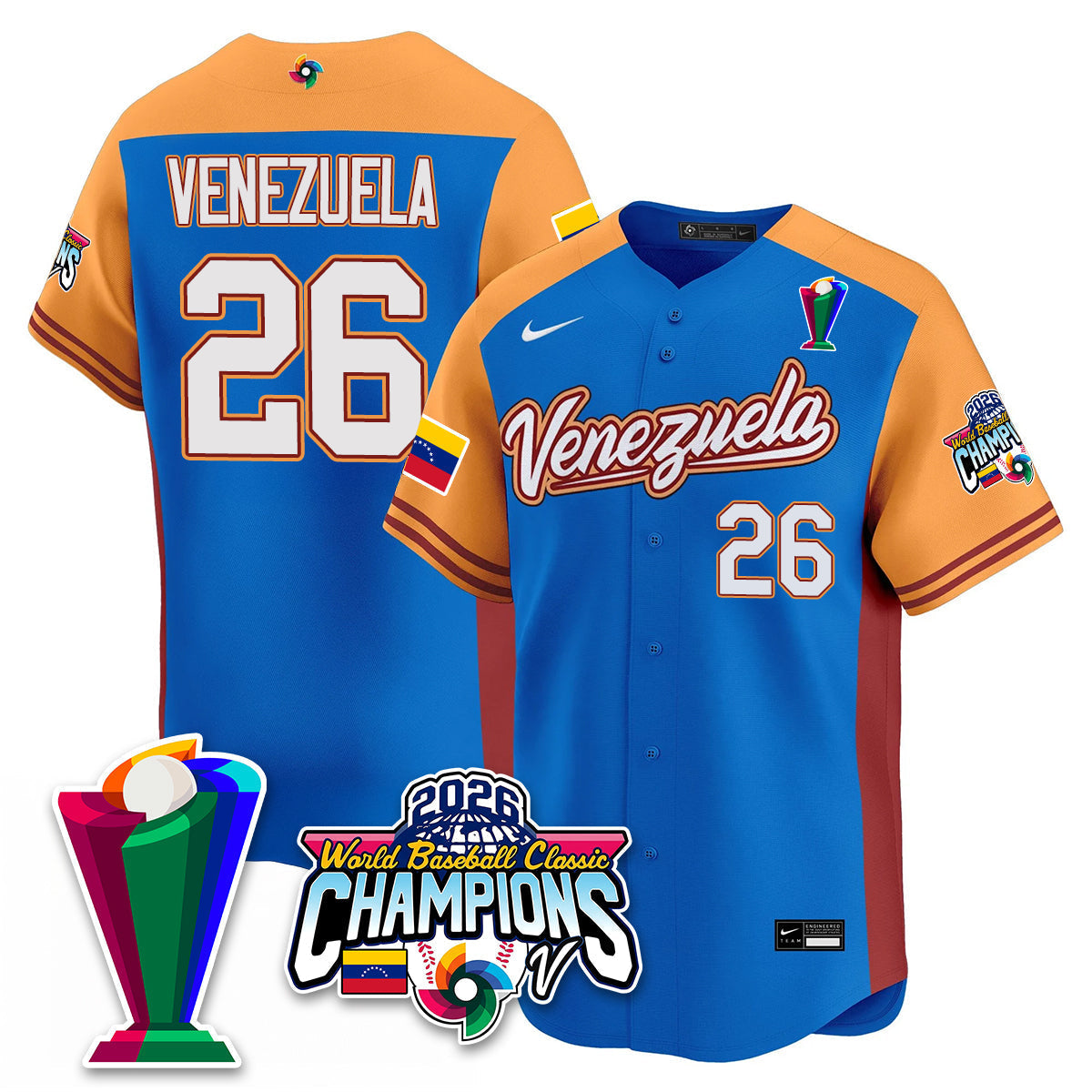 Venezuela Baseball 2026 World Baseball Classic Champions Limited Jersey V2 - Stitched-NQD
