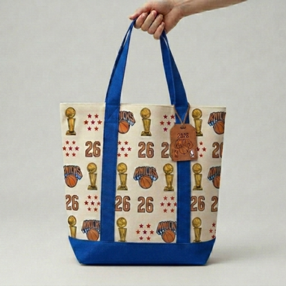 NYK 2026 Basketball Champions Printed Canvas Tote Bag V3