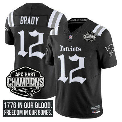 NE 'Gothic Revolution Edition' AFC East Champions Patch Vapor Limited Jersey - All Stitched