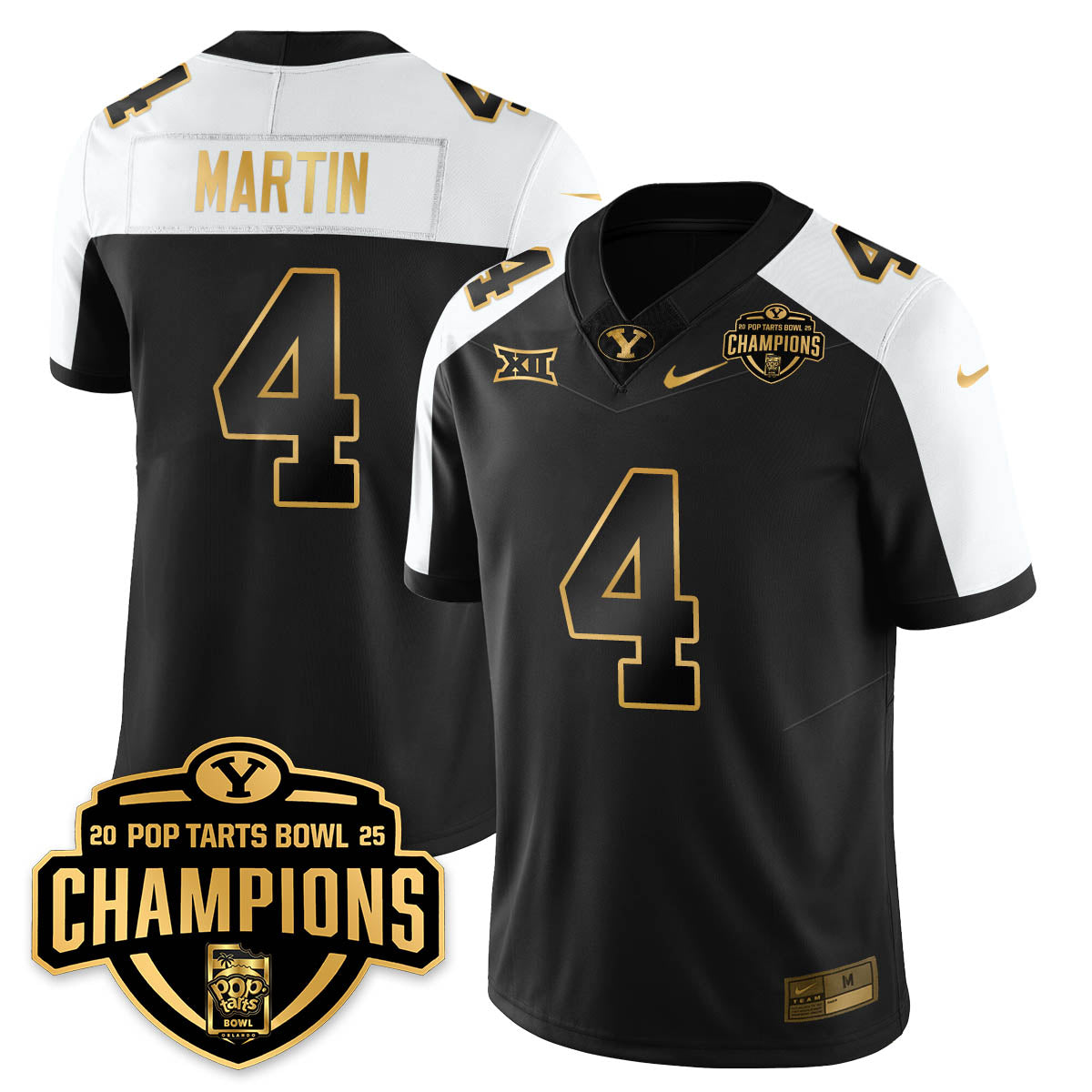 BYU Cougars Football 2025 Pop-Tarts Bowl Champions Gold Jersey - All Stitched