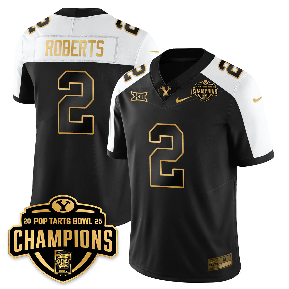 BYU Cougars Football 2025 Pop-Tarts Bowl Champions Gold Jersey - All Stitched