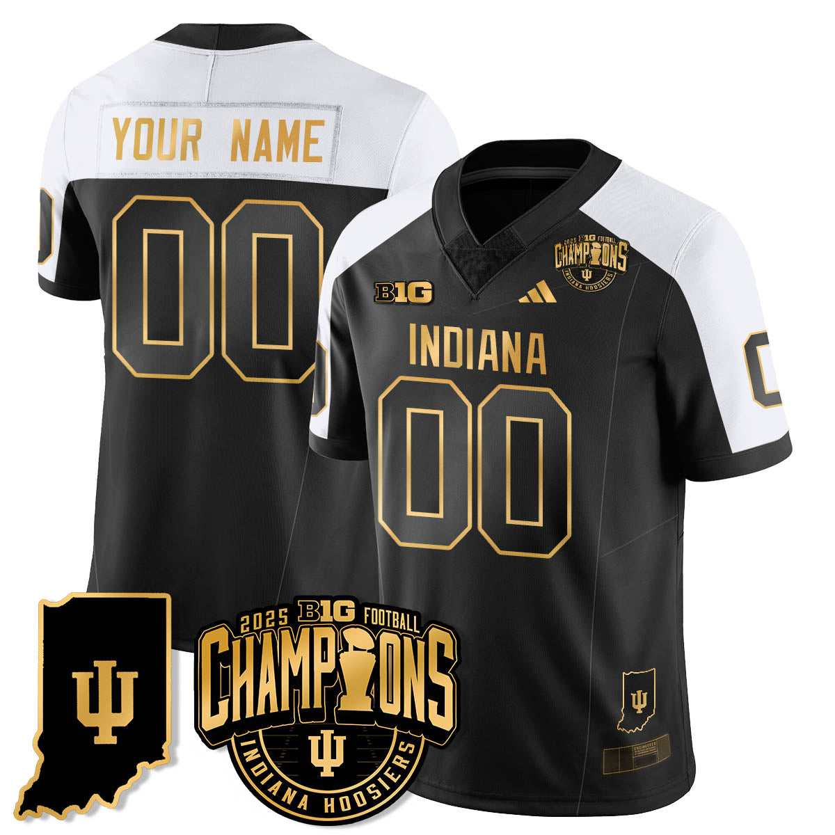 Indiana H Vapor Limited Football Gold Custom Jersey - Big 10 Champions - All Stitched