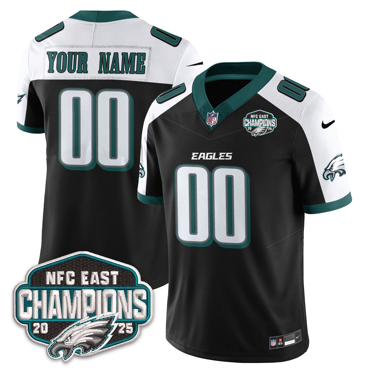 PHI NFC East Champions Vapor Limited Custom Jersey - All Stitched