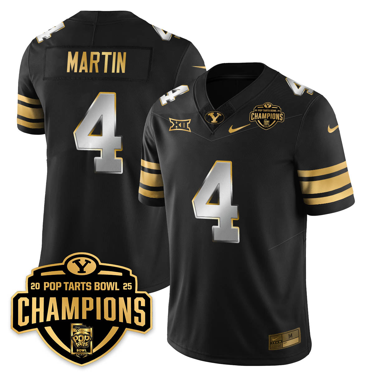 BYU Cougars Football 2025 Pop-Tarts Bowl Champions Gold Jersey - All Stitched
