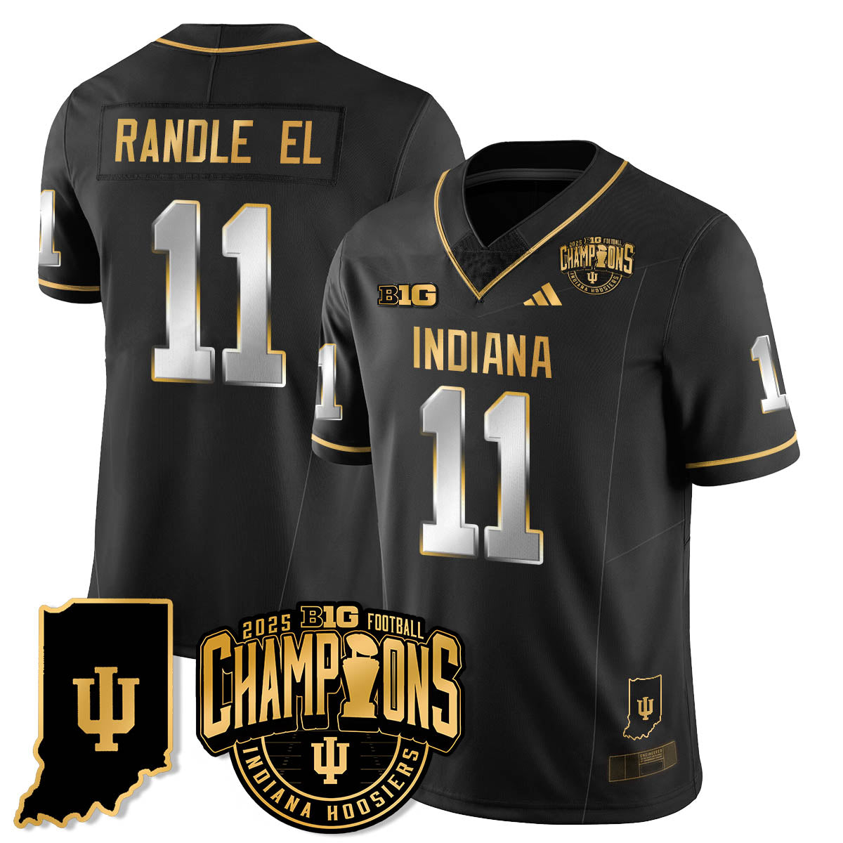 Indiana H Vapor Limited Football Gold Jersey - Big 10 Champions - All Stitched