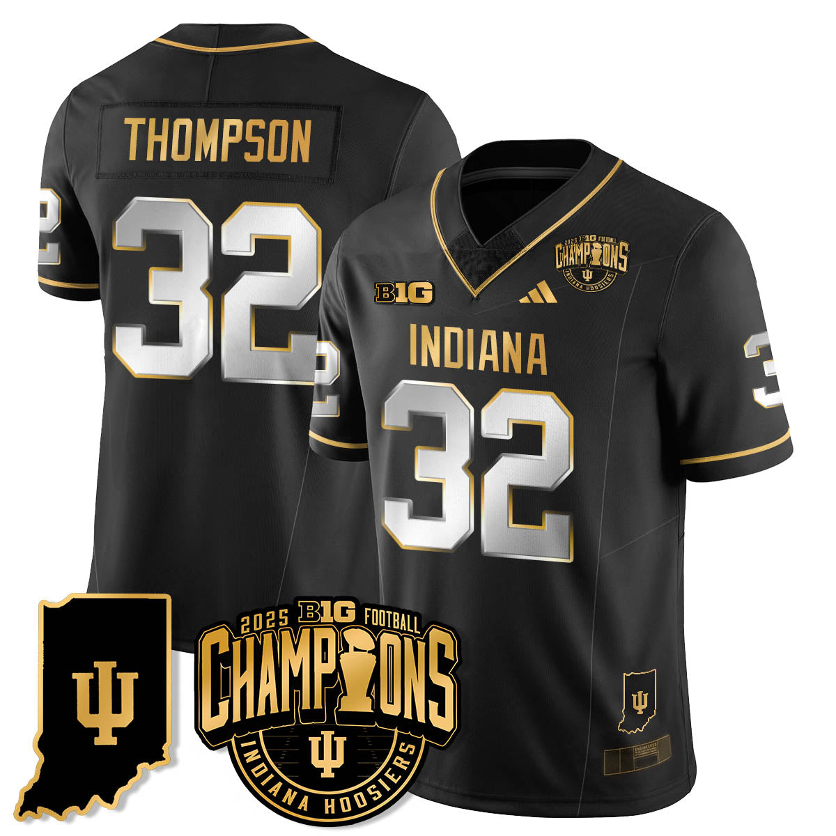 Indiana H Vapor Limited Football Gold Jersey - Big 10 Champions - All Stitched
