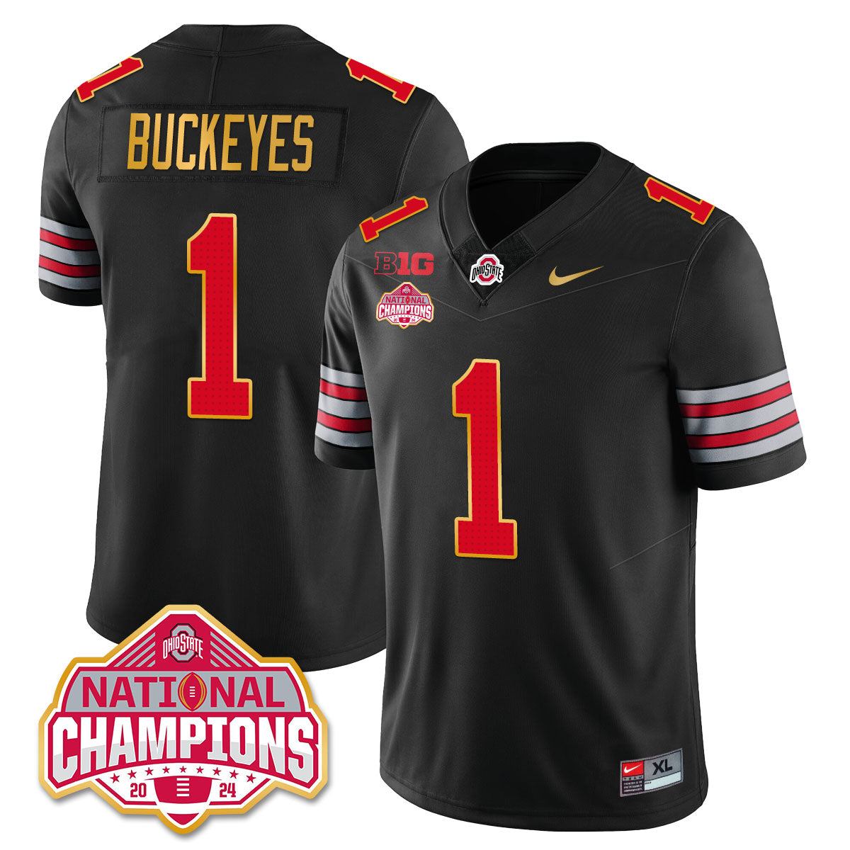 OSU 'Heritage Stripe' 2025 CFP Patch - National Champions Jersey - All Stitched