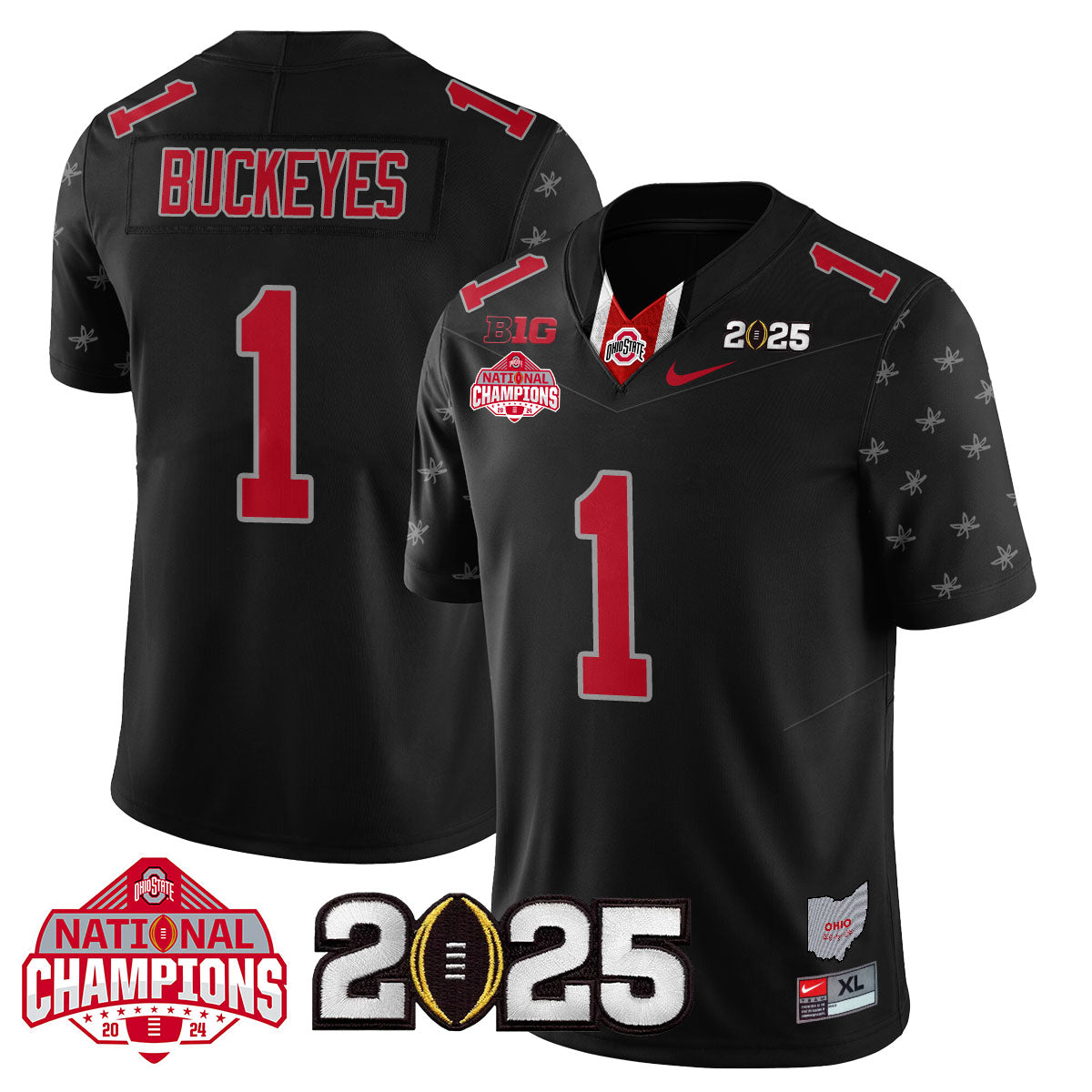 OSU 'Heritage Stripe' 2025 CFP Patch - National Champions Jersey N19 - All Stitched