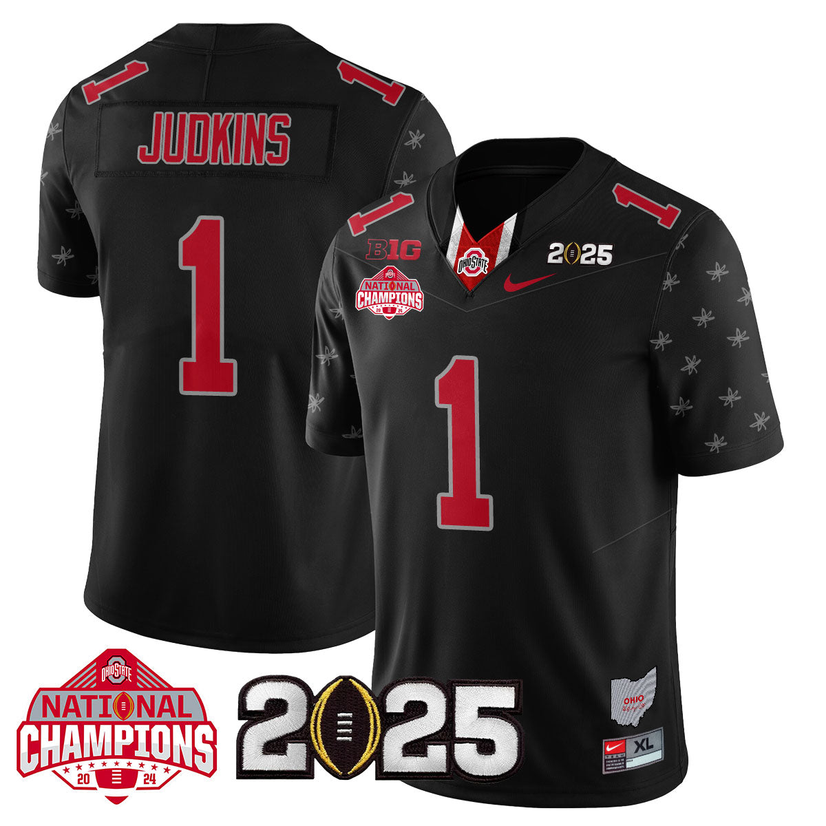 OSU 'Heritage Stripe' 2025 CFP Patch - National Champions Jersey N19 - All Stitched
