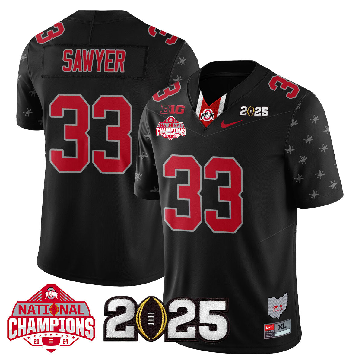 OSU 'Heritage Stripe' 2025 CFP Patch - National Champions Jersey - All Stitched