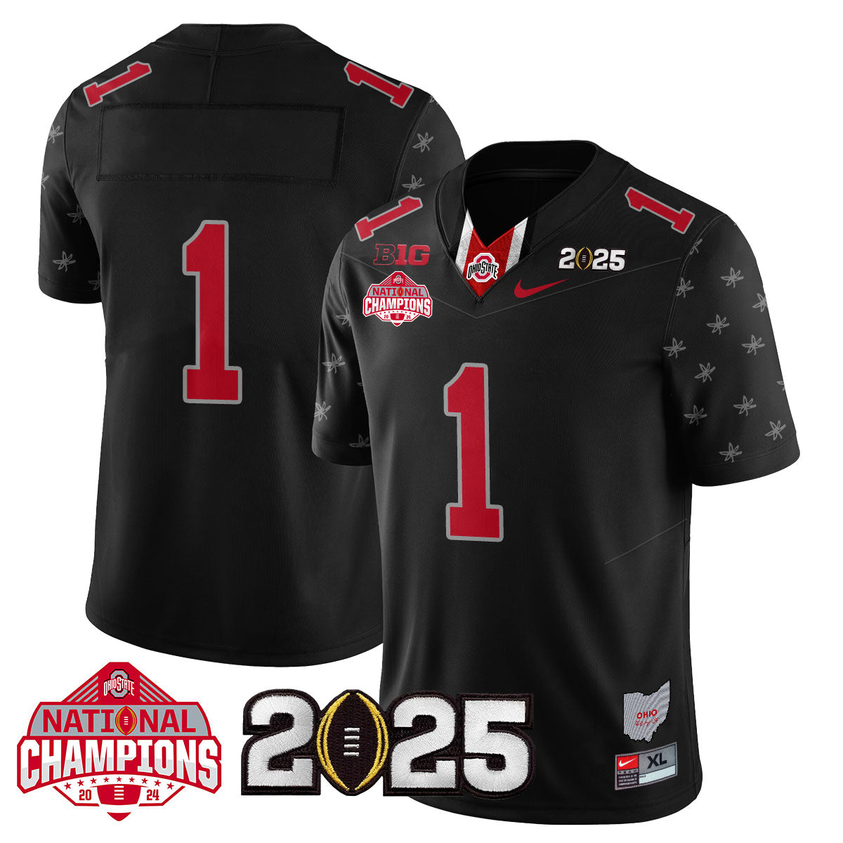 OSU 'Heritage Stripe' 2025 CFP Patch - National Champions Jersey - All Stitched