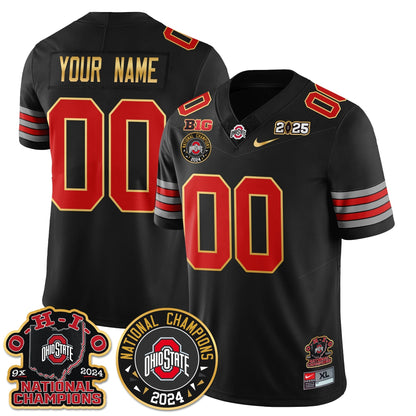 OSU 'Heritage Stripe' 2025 CFP Patch - National Champions Gold Custom Jersey N5 - All Stitched