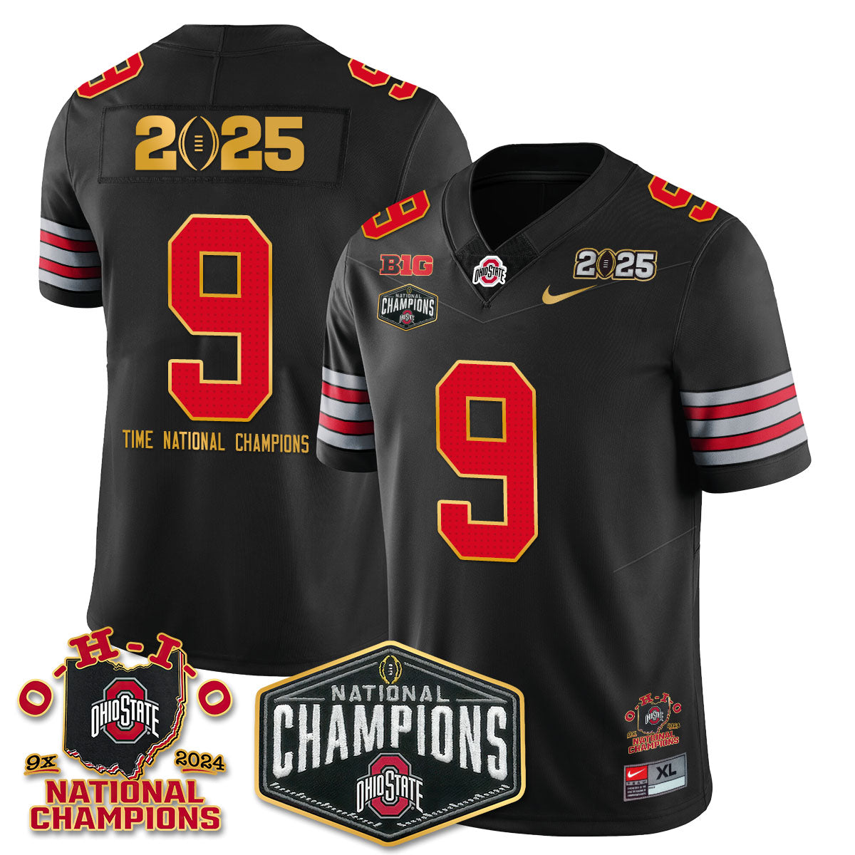 OSU 'Heritage Stripe' 2025 CFP Patch - National Champions Jersey N8 - All Stitched