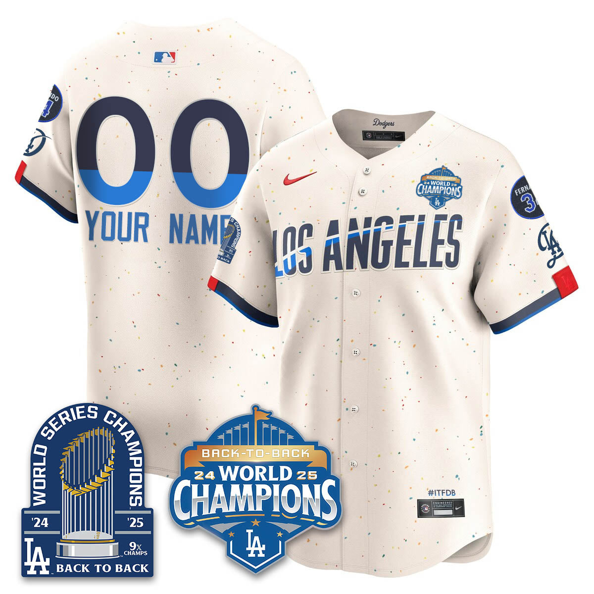 Custom LAD 2025 World Series Champions Jersey - 9x Champs - Stitched-NQD