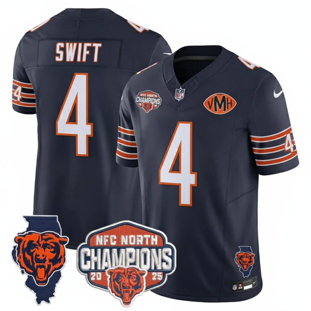 CHI 2025 NFC North Champions Patch Jersey V2 - All Stitched